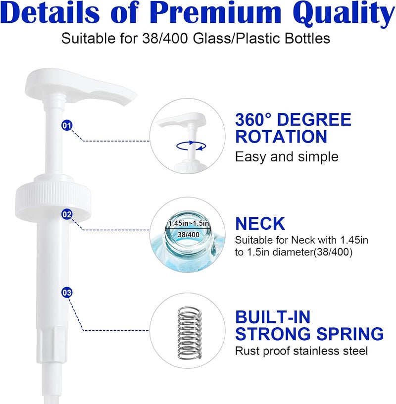 Watsango 4 Packs Gallon Pump Dispenser, Leak Proof Dispenser for Hand Soap, Laundry Detergent, Sanitizer, Shampoo - 128 OZ Capacity - 38/400 Plastic Gallon Pump Dispenser for Household & Commercial - Image 2